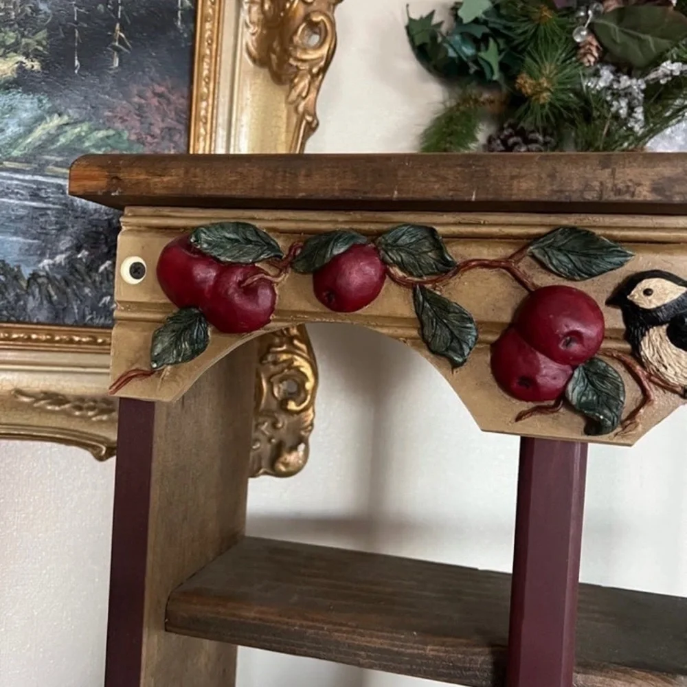 Rare Vintage Large Hand Carved Rustic  Solid Wood Apple Bird Shelf❗️FINAL SALE